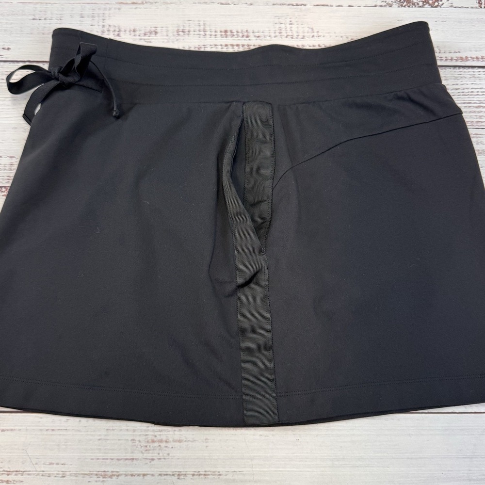 Athleta Skort Womens M Black Drawstring Active Golf Tennis Grosgrain Trim Pocket - Picture 7 of 8